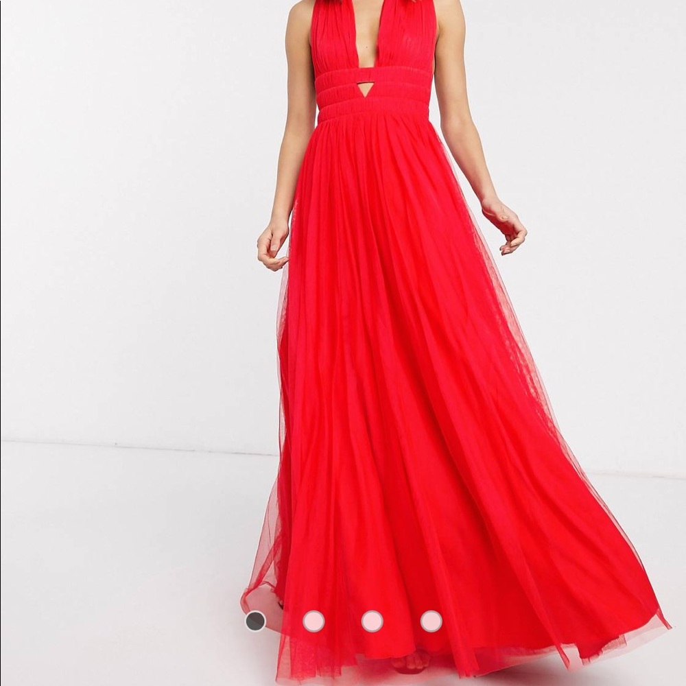 ASOS red tulle maxi dress